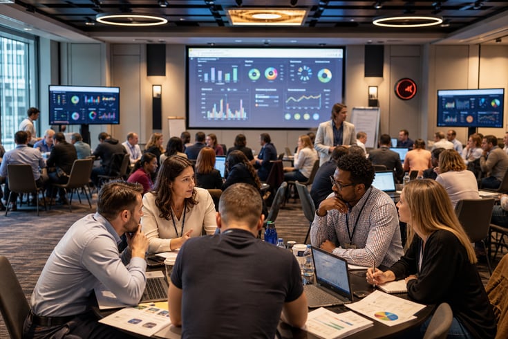 Business Simulation Conference Room with Teams in Action