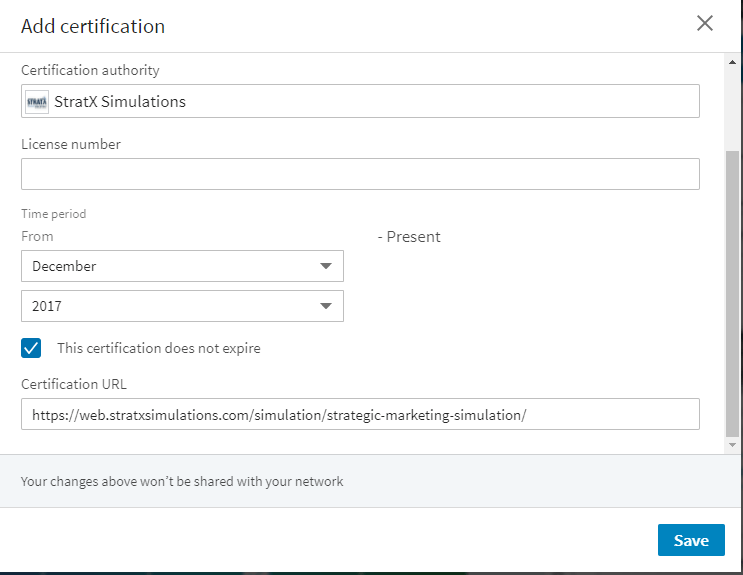 How to add your StratX Simulations certification on Linked In